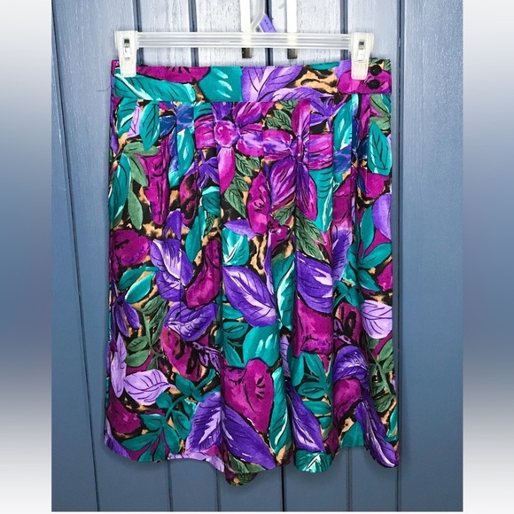 Vintage Hawaiian Skirt Medium Tropical Bold Beach Vacation Boho Maximalist - Picture 1 of 4